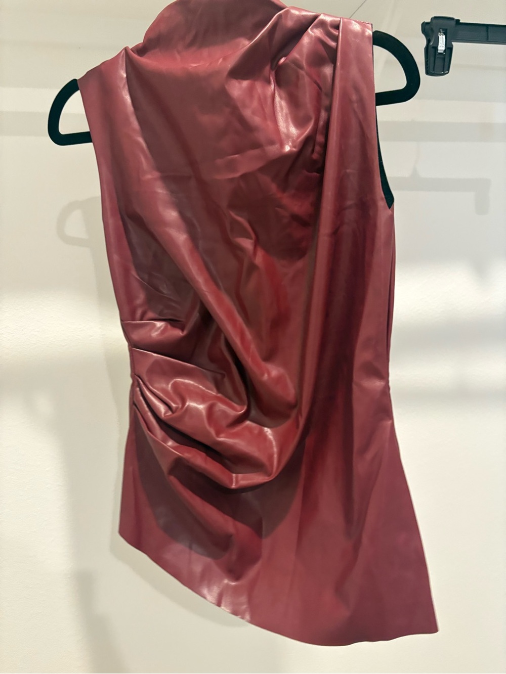Wine Red Faux Leather Skirt